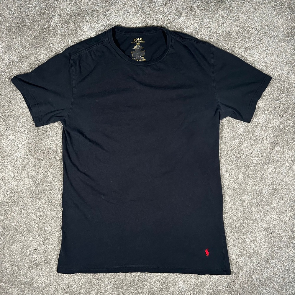 Polo Ralph Lauren Mens Black Short Sleeve T-Shirt Red Pony Logo Size Large